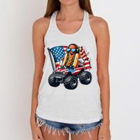 4th Of July Hot Dog Sunglasses Patriotic Monster Truck Boy Women's Knotted Racerback Tank