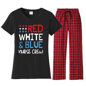 4th Of July Nurse Crew Scrub Tops Patriotic Nurses Matching Women's Flannel Pajama Set