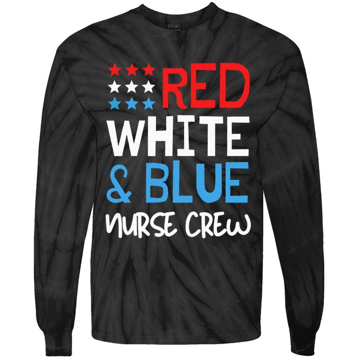 4th Of July Nurse Crew Scrub Tops Patriotic Nurses Matching Tie-Dye Long Sleeve Shirt