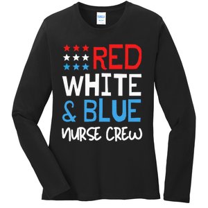 4th Of July Nurse Crew Scrub Tops Patriotic Nurses Matching Ladies Long Sleeve Shirt