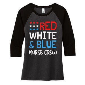 4th Of July Nurse Crew Scrub Tops Patriotic Nurses Matching Women's Tri-Blend 3/4-Sleeve Raglan Shirt