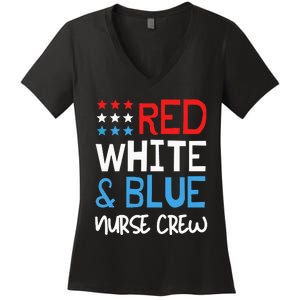 4th Of July Nurse Crew Scrub Tops Patriotic Nurses Matching Women's V-Neck T-Shirt