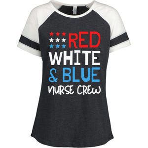 4th Of July Nurse Crew Scrub Tops Patriotic Nurses Matching Enza Ladies Jersey Colorblock Tee