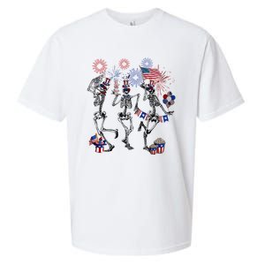 4th Of July Skellies Dancing Skeleton American Flag Great Gift Sueded Cloud Jersey T-Shirt