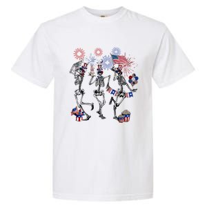 4th Of July Skellies Dancing Skeleton American Flag Great Gift Garment-Dyed Heavyweight T-Shirt