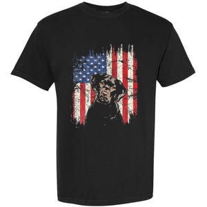 4th Of July Labrador American Flag Patriotic Chocolate Lab Garment-Dyed Heavyweight T-Shirt