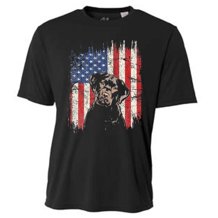 4th Of July Labrador American Flag Patriotic Chocolate Lab Cooling Performance Crew T-Shirt