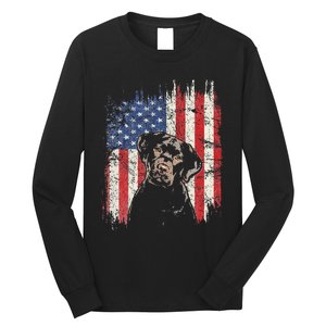 4th Of July Labrador American Flag Patriotic Chocolate Lab Long Sleeve Shirt