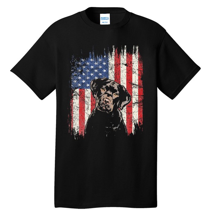 4th Of July Labrador American Flag Patriotic Chocolate Lab Tall T-Shirt