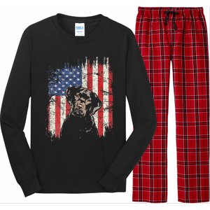 4th Of July Labrador American Flag Patriotic Chocolate Lab Long Sleeve Pajama Set