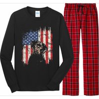 4th Of July Labrador American Flag Patriotic Chocolate Lab Long Sleeve Pajama Set