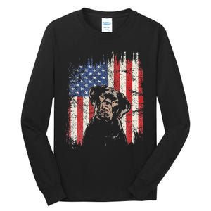 4th Of July Labrador American Flag Patriotic Chocolate Lab Tall Long Sleeve T-Shirt