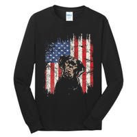 4th Of July Labrador American Flag Patriotic Chocolate Lab Tall Long Sleeve T-Shirt