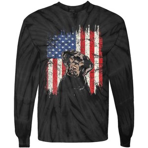 4th Of July Labrador American Flag Patriotic Chocolate Lab Tie-Dye Long Sleeve Shirt