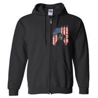 4th Of July Labrador American Flag Patriotic Chocolate Lab Full Zip Hoodie