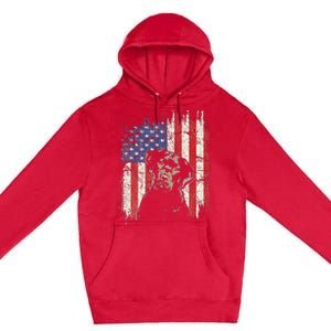 4th Of July Labrador American Flag Patriotic Chocolate Lab Premium Pullover Hoodie