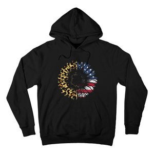 4th Of July Sunflower American Flag Leopard Funny Women Kids Hoodie