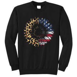 4th Of July Sunflower American Flag Leopard Funny Women Kids Sweatshirt