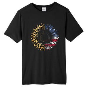 4th Of July Sunflower American Flag Leopard Funny Women Kids Tall Fusion ChromaSoft Performance T-Shirt