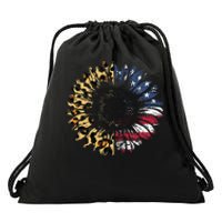 4th Of July Sunflower American Flag Leopard Funny Women Kids Drawstring Bag