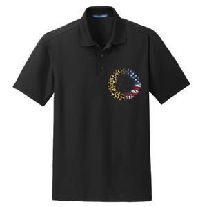 4th Of July Sunflower American Flag Leopard Funny Women Kids Dry Zone Grid Polo