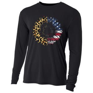 4th Of July Sunflower American Flag Leopard Funny Women Kids Cooling Performance Long Sleeve Crew