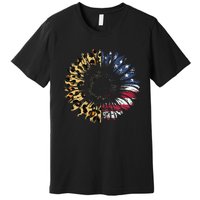 4th Of July Sunflower American Flag Leopard Funny Women Kids Premium T-Shirt