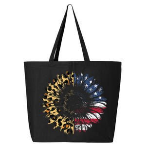 4th Of July Sunflower American Flag Leopard Funny Women Kids 25L Jumbo Tote