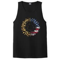 4th Of July Sunflower American Flag Leopard Funny Women Kids PosiCharge Competitor Tank