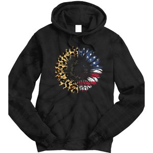 4th Of July Sunflower American Flag Leopard Funny Women Kids Tie Dye Hoodie