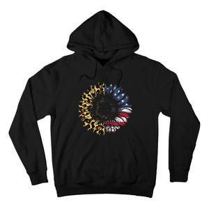 4th Of July Sunflower American Flag Leopard Funny Women Kids Tall Hoodie