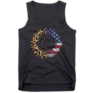 4th Of July Sunflower American Flag Leopard Funny Women Kids Tank Top