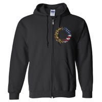 4th Of July Sunflower American Flag Leopard Funny Women Kids Full Zip Hoodie