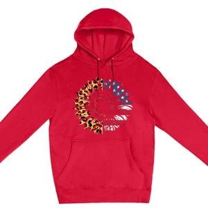 4th Of July Sunflower American Flag Leopard Funny Women Kids Premium Pullover Hoodie