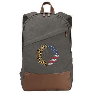 4th Of July Sunflower American Flag Leopard Funny Women Kids Cotton Canvas Backpack