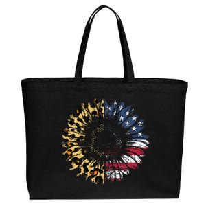 4th Of July Sunflower American Flag Leopard Funny Women Kids Cotton Canvas Jumbo Tote