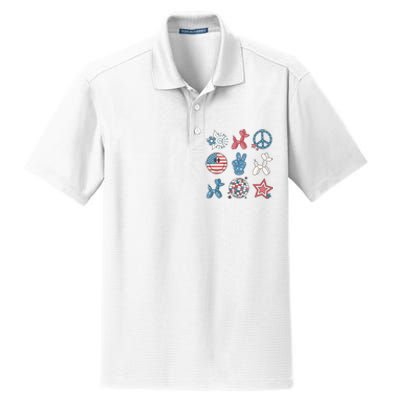 4th Of July Smiley Peace Freedom Independence Day Dry Zone Grid Polo