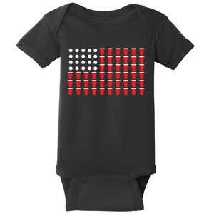 4th Of July Gift Beer Pong American Flag Drinking Baby Bodysuit