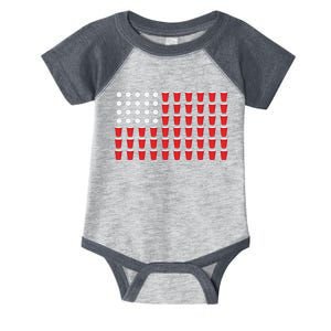 4th Of July Gift Beer Pong American Flag Drinking Infant Baby Jersey Bodysuit