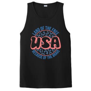 4th Of July Land Of The Free Because Of The Brave Usa Gift PosiCharge Competitor Tank