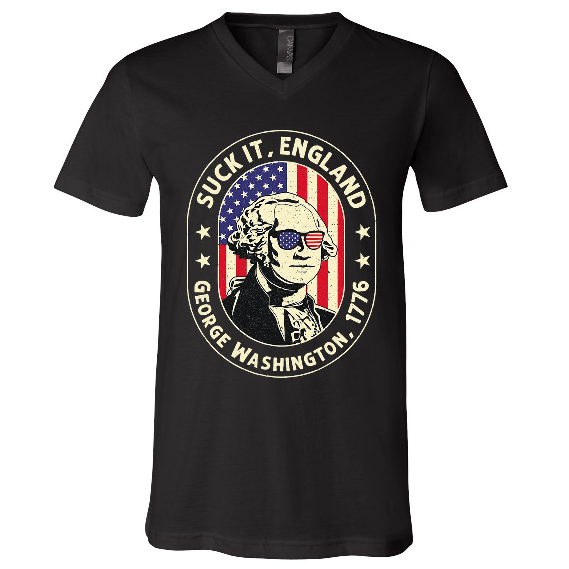 4th of July Suck It England George Washington 1776 V-Neck T-Shirt