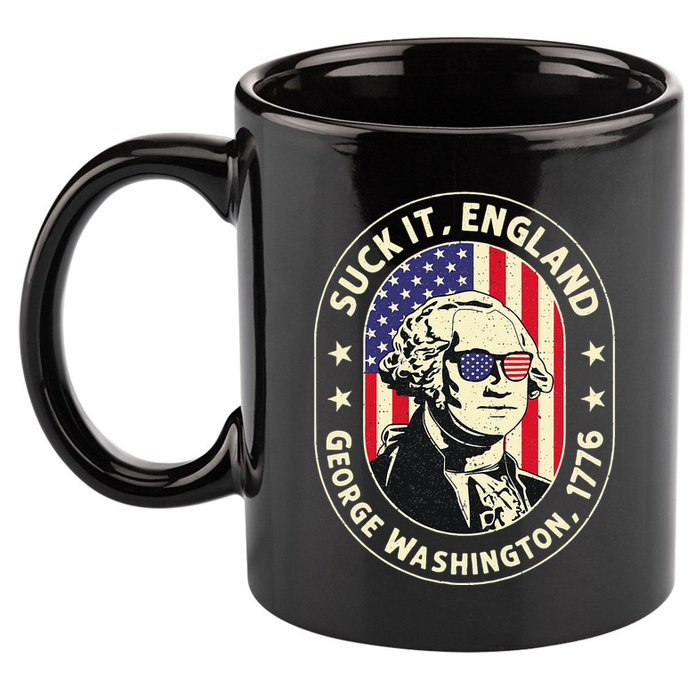4th of July Suck It England George Washington 1776 11oz C Handle Ceramic Mug
