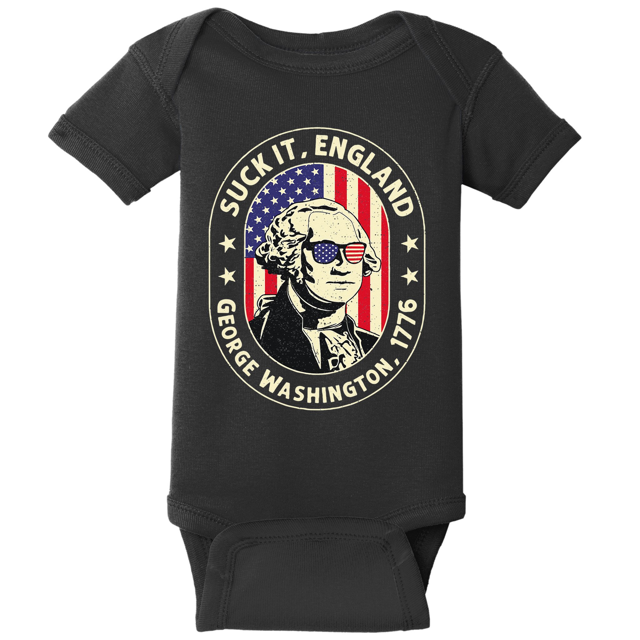 4th of July Suck It England George Washington 1776 Baby Bodysuit