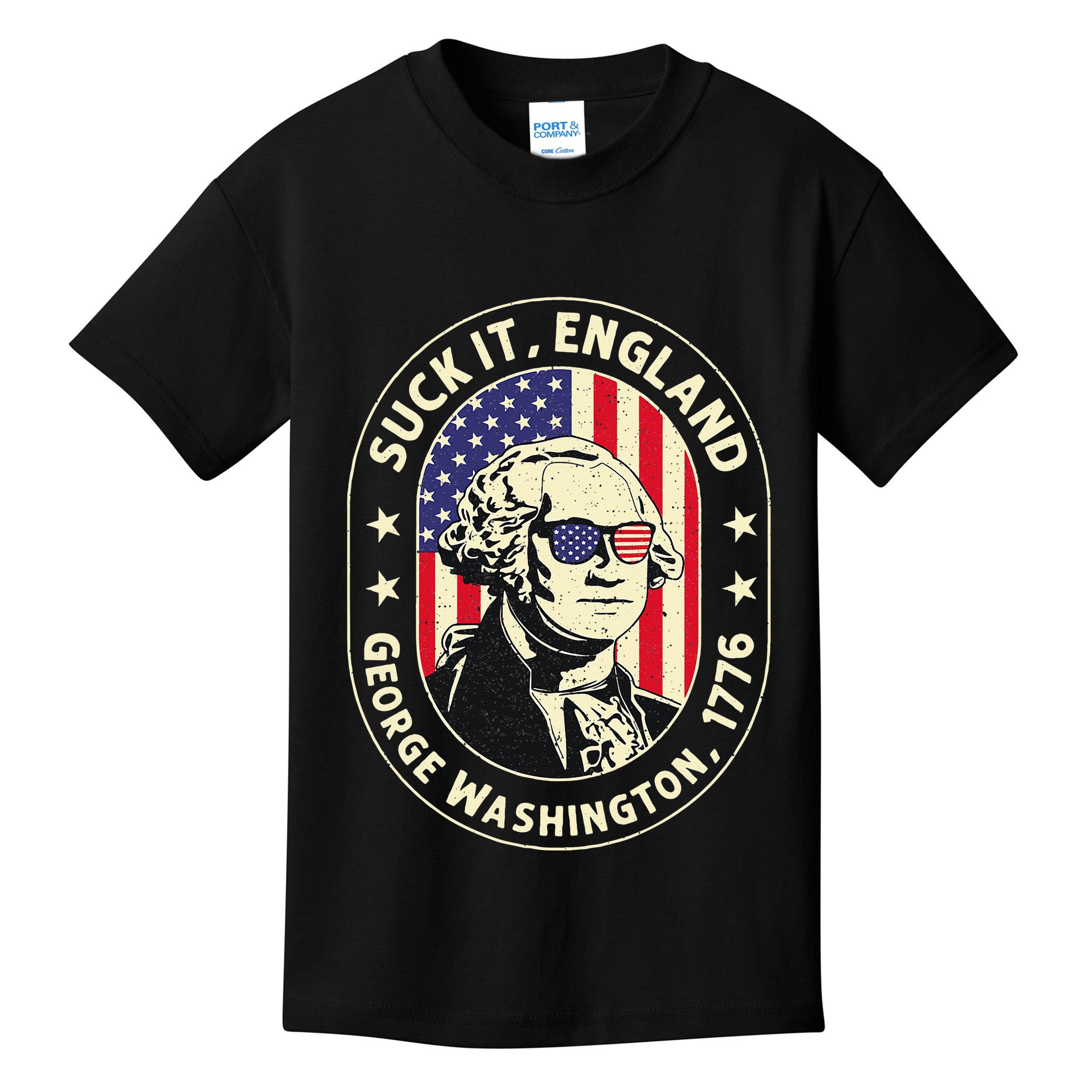 4th of July Suck It England George Washington 1776 Kids T-Shirt