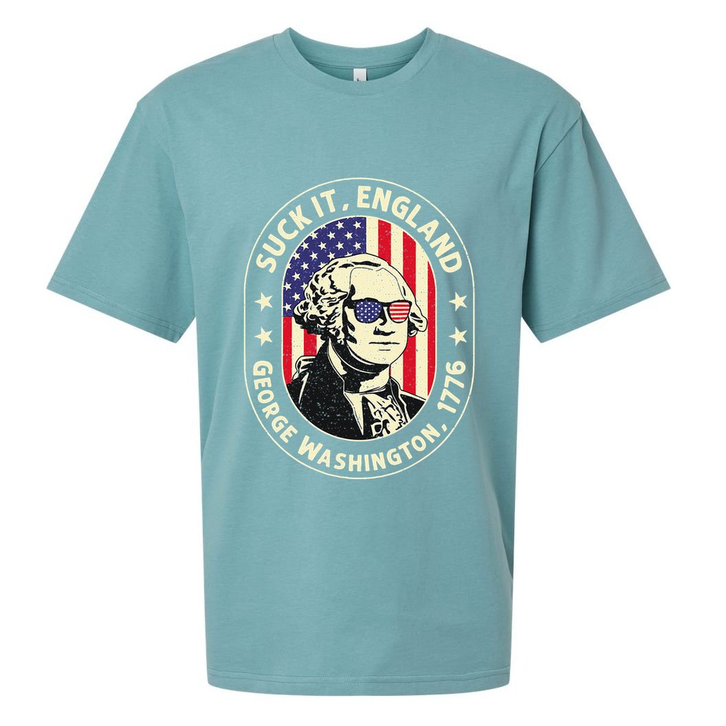4th of July Suck It England George Washington 1776 Sueded Cloud Jersey T-Shirt