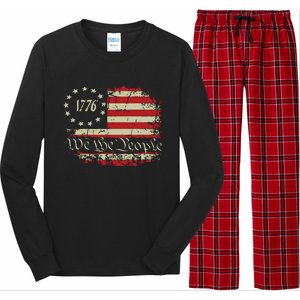 4th Of July Shirts We The People 1776 Usa Flag Long Sleeve Pajama Set