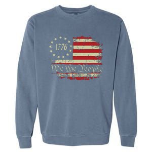 4th Of July Shirts We The People 1776 Usa Flag Garment-Dyed Sweatshirt