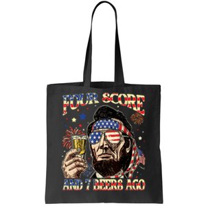 4th Of July Drinking Beer Patriot Four Score And 7 Beers Ago Tote Bag