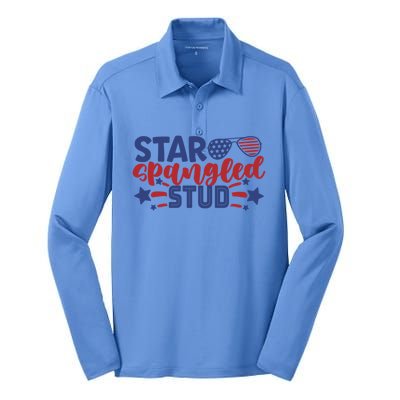 4th Of July Star Spangled Stud Matching 4th Of July Ideas Funny Gift Silk Touch Performance Long Sleeve Polo