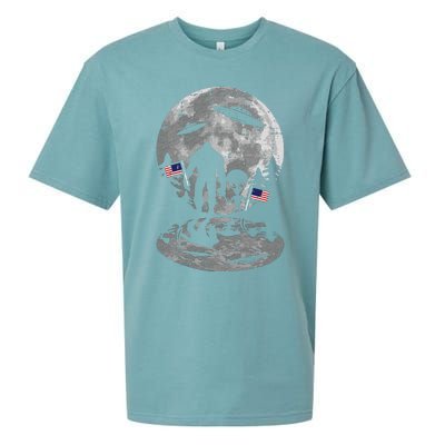 4th of July Bigfoot Alien UFO Funny Patriotic Sueded Cloud Jersey T-Shirt